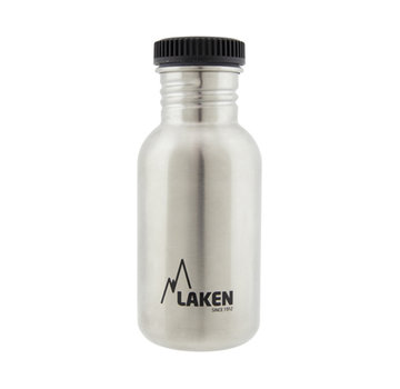 Laken RVS fles 0,5L Basic Steel Bottle - Zwarte lekdichte schroefdop - Merk: Laken ( Spanje )