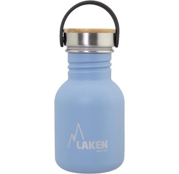 Laken RVS fles Basic Steel Bottle 350ml ,Bamboo S/S Cap - Blauw