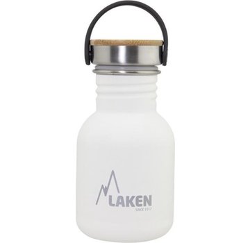 Laken RVS fles Basic Steel Bottle 350ml ,Bamboo S/S Cap - Wit