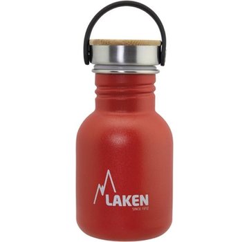 Laken RVS fles Basic Steel Bottle 350ml ,Bamboo S/S Cap - Rood