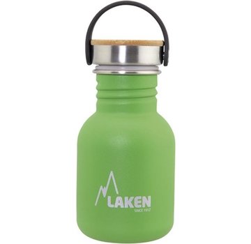 Laken RVS fles Basic Steel Bottle 350ml ,Bamboo S/S Cap - Groen