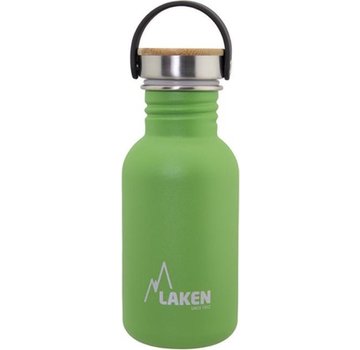 Laken RVS fles Basic Steel Bottle 500ml ,Bamboo S/S Cap - Groen