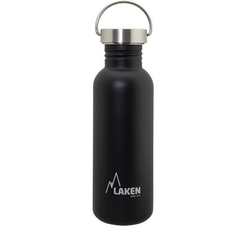 Laken RVS fles Basic Steel Bottle 750ml S/S Cap - Zwart