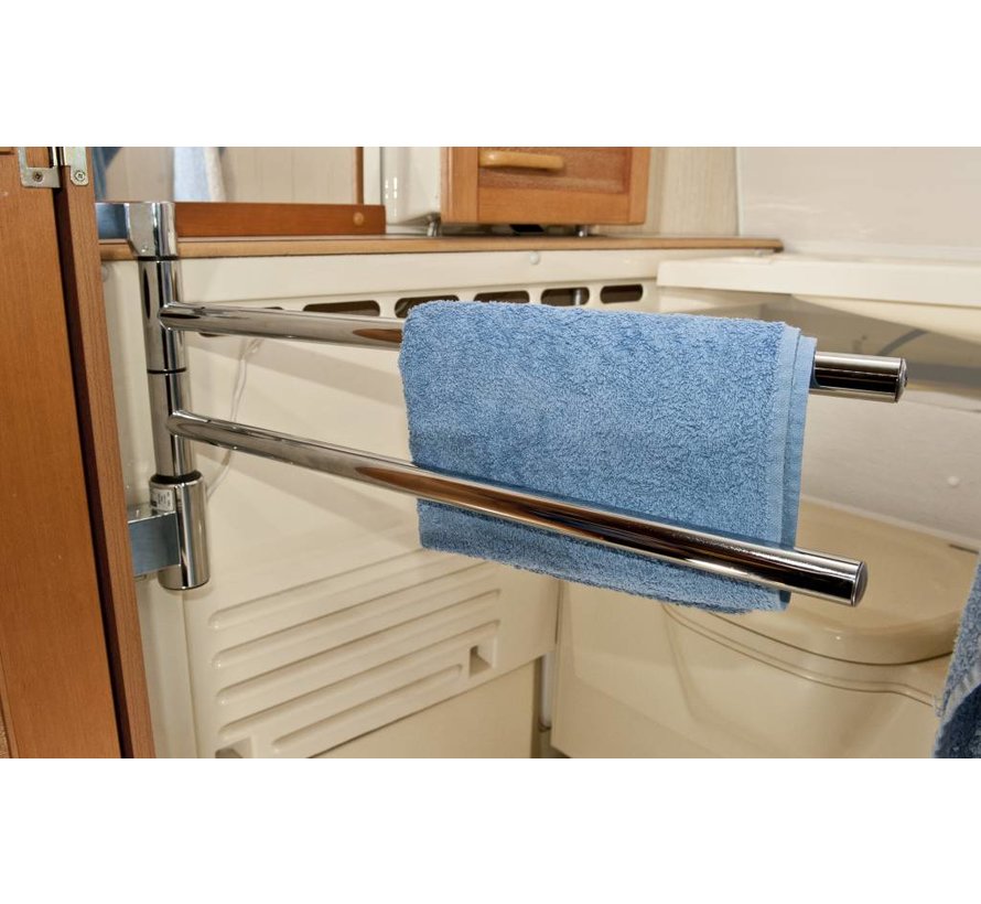 Elektrische Handdoekdroger Chroom / PAX Flex 1 ( 20 W ) 2 stangs ( recht ) draaibaar - Zonder verzendkosten