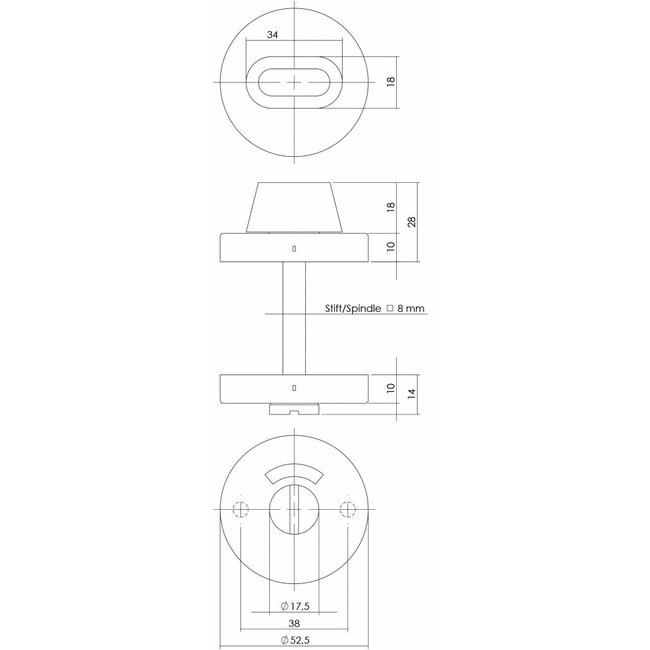 Intersteel Rozet met toilet-/badkamersluiting  RVS