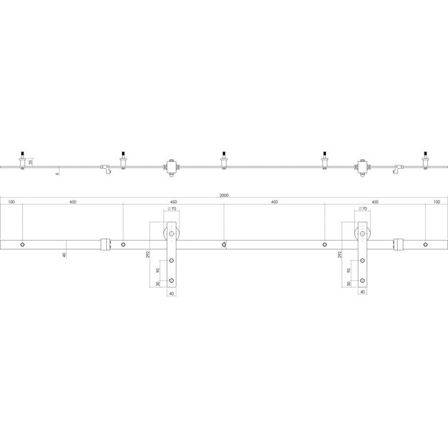 Intersteel Schuifdeursysteem Basic mat zwart