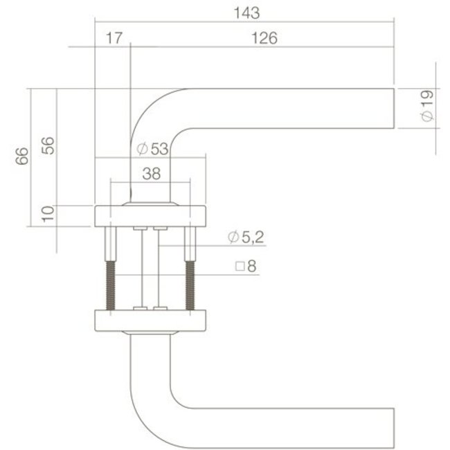 Intersteel Deurkruk Luzern rond rozet mat zwart