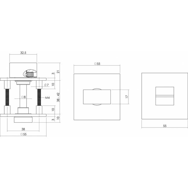 Intersteel Magneet rozet vierkant met toilet-/badkamersluiting