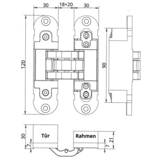 Otlav Otlav verdekt scharnier zwart