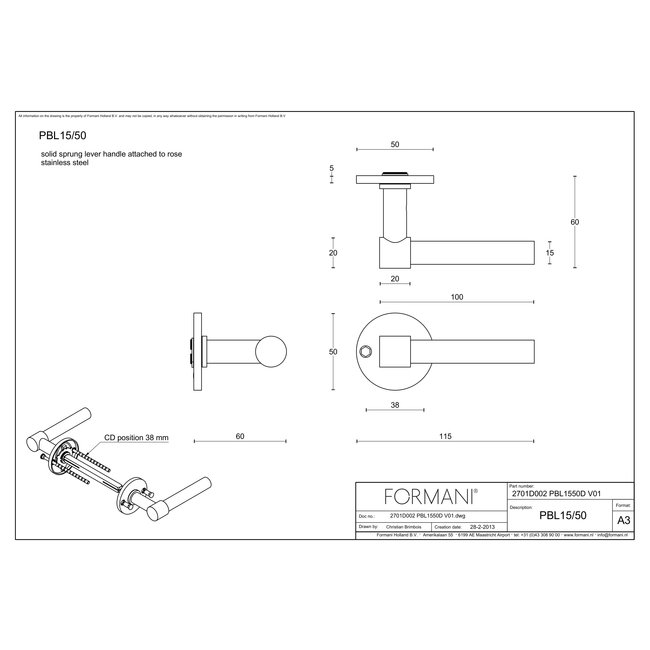 Formani Deurkruk PBL15/50 mat RVS