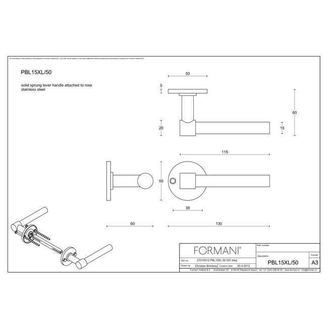 Formani Deurkruk PBL15XL/50 brons