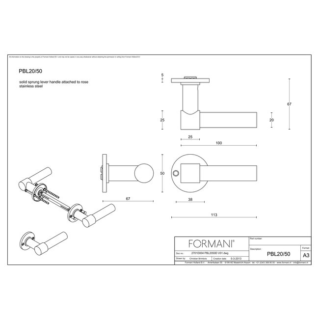 Formani Deurkruk PBL20/50 mat zwart