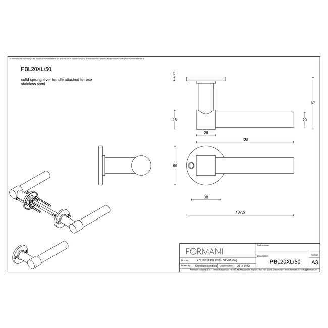 Formani Deurkruk PBL20XL/50 brons