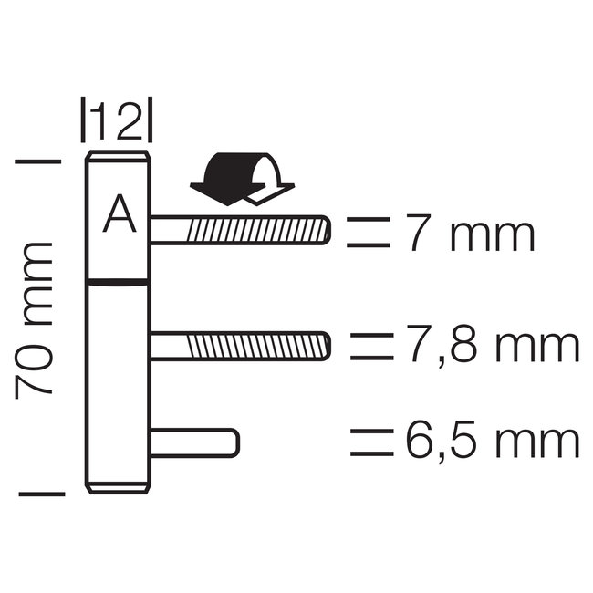 Paumelle voor stalen kozijnen 70x12 mm nikkel (Svedex / Berkvens)