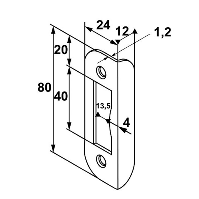 Sluitplaat loopslot zwart (opdek)