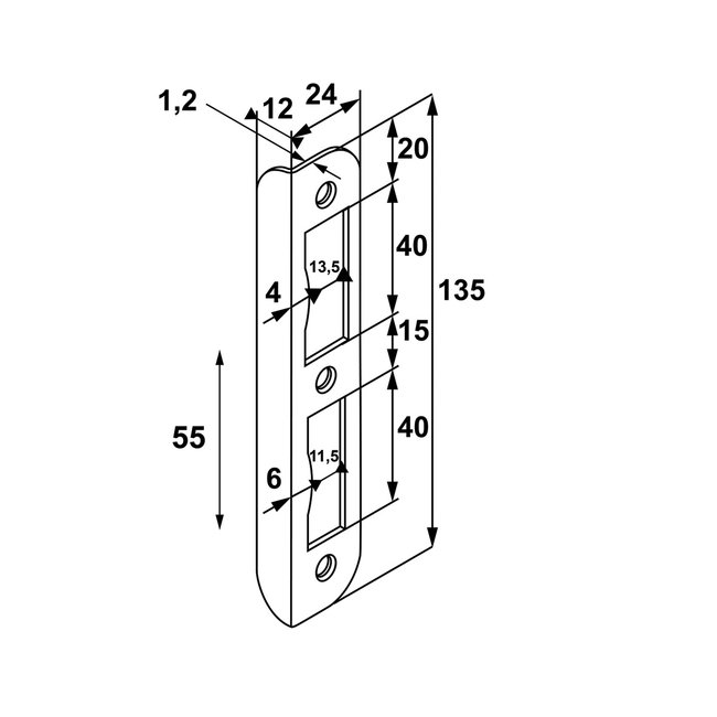 Sluitplaat dag/nacht en vrij/bezetslot staal gegalvaniseerd (opdek rechts)