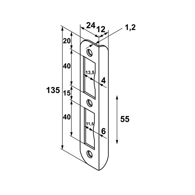 Sluitplaat dag/nacht en vrij/bezetslot zwart (opdek links)