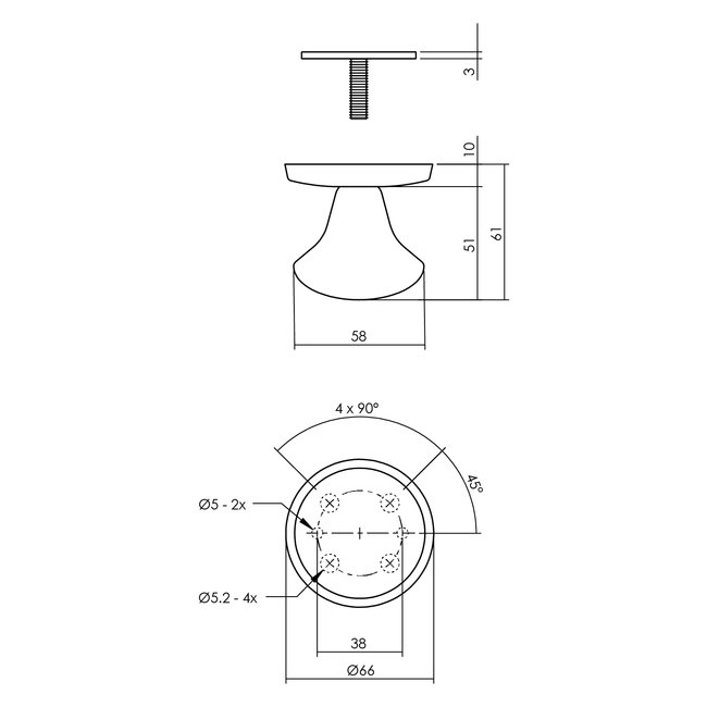 Intersteel Voordeurset rond rozet zwart