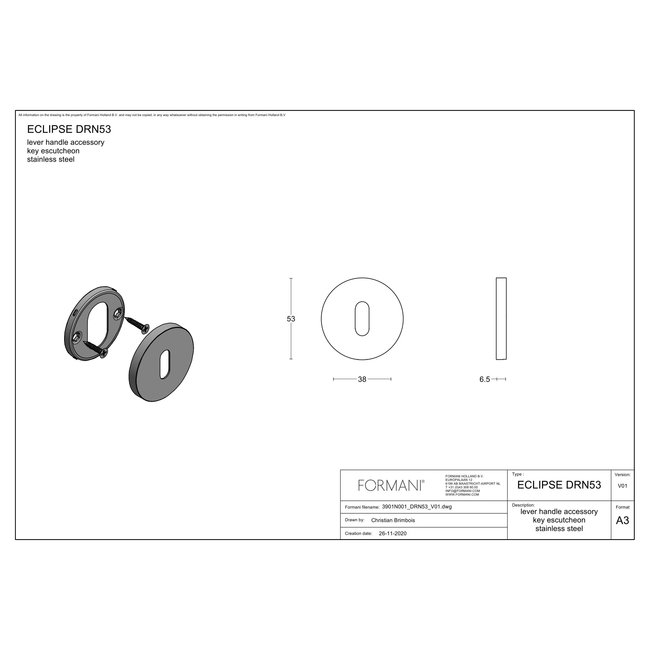 Formani Sleutelrozet DRN53 brons