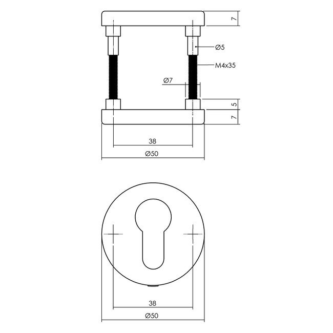 Intersteel Cilinderrozetten grijs