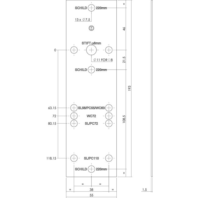 Intersteel Boorsjabloon voor binnendeurbeslag