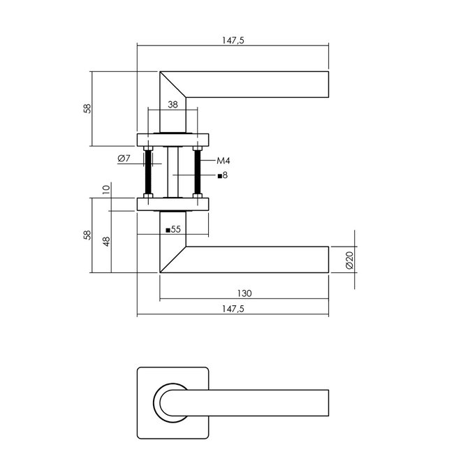 Intersteel Deurkruk Bastian vierkant rozet zwart