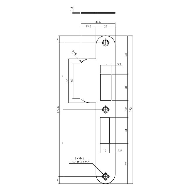 Intersteel Sluitplaat voor verstelbare sluitkom (DIN rechts)