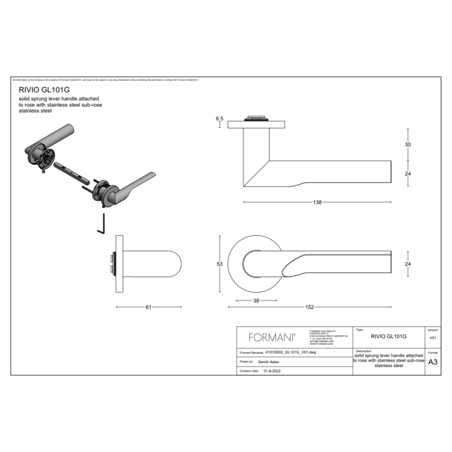Formani 	Deurkruk  GL101-G mat RVS