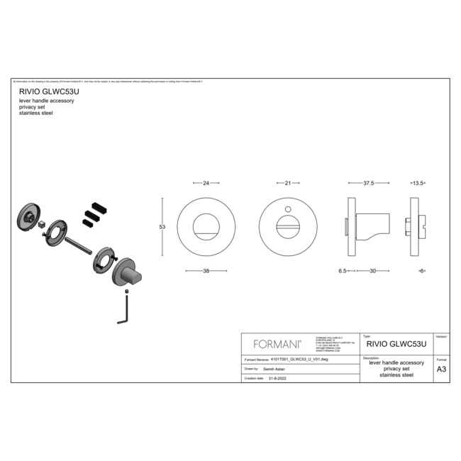 Formani 	Toiletset GLWC53-ZI mat RVS