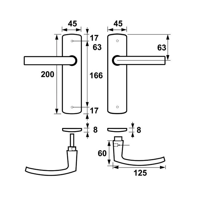 AXA Binnendeurbeslag Curve klik Blok loop brons F4