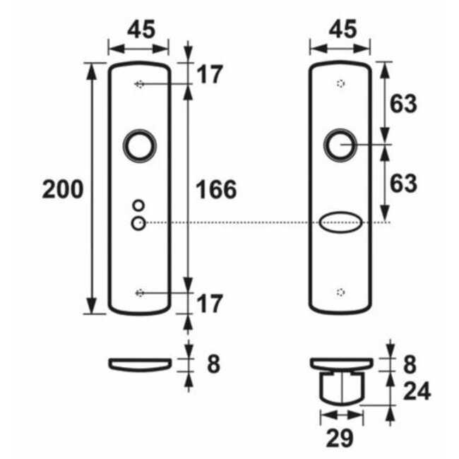 AXA Binnendeurbeslag Curve klik Blok vrijbezet brons F4