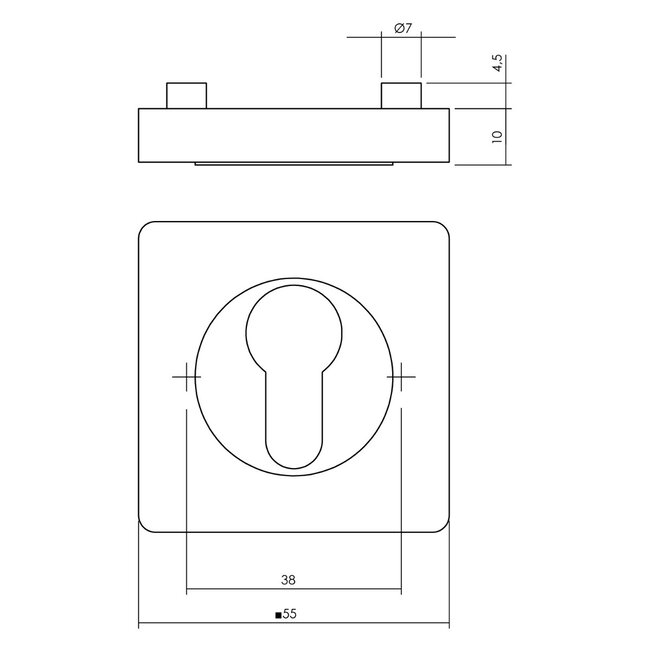 Intersteel Cilinderrozet vierkant mat zwart
