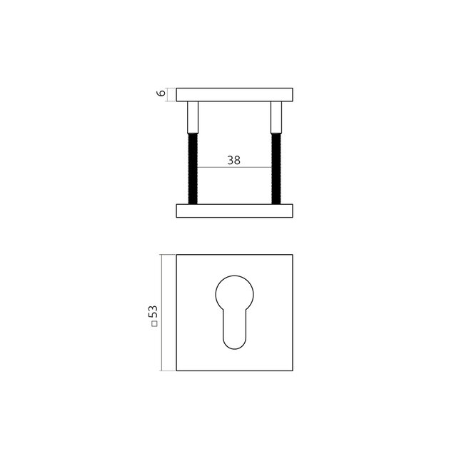 Intersteel Cilinderrozetten vierkant PVD antraciet