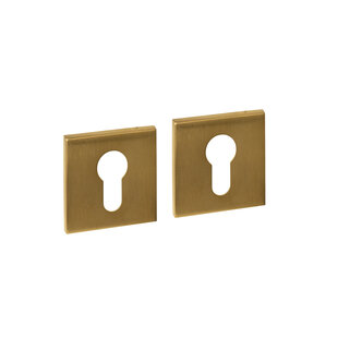 Cilinderrozetten vierkant mat messing