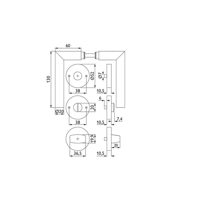 Deurkruk Eva mat zwart