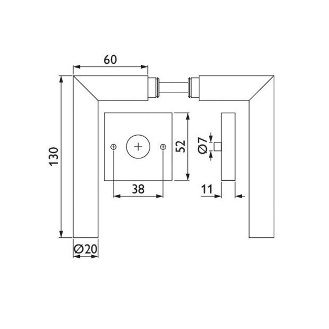 Deurkruk Luuk mat zwart