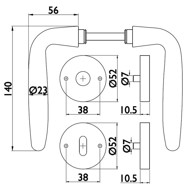 Deurkruk Emma mat RVS