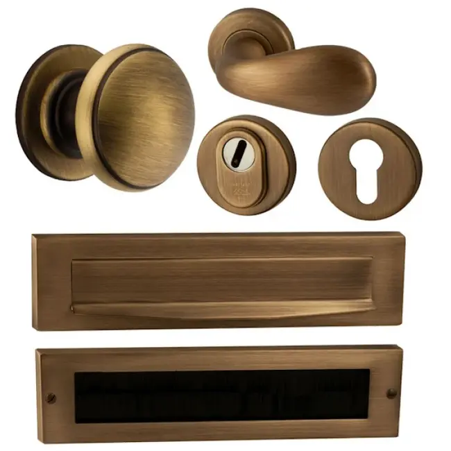 Hardbrass Voordeurset Olympia compleet (mat brons)