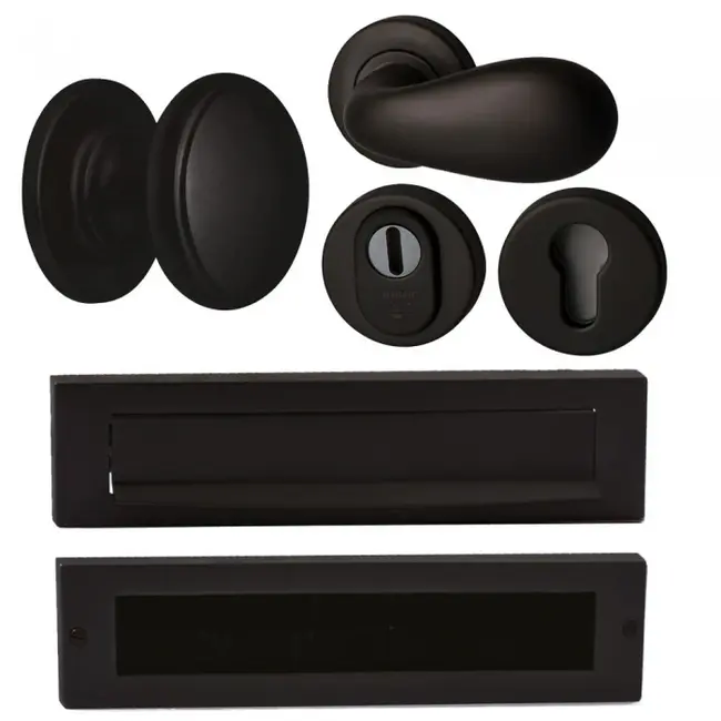 Hardbrass Voordeurset Olympia compleet (zwart)