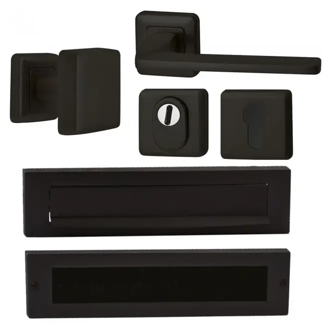 Hardbrass Voordeurset Zenith compleet (zwart)