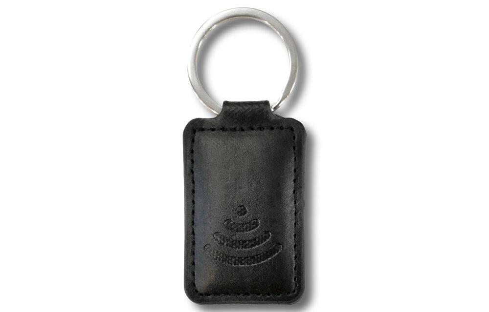 Luxe NFC-Sleutelhanger PU-leder (kunstleer), MIFARE Classic® EV1 1K, Zwart