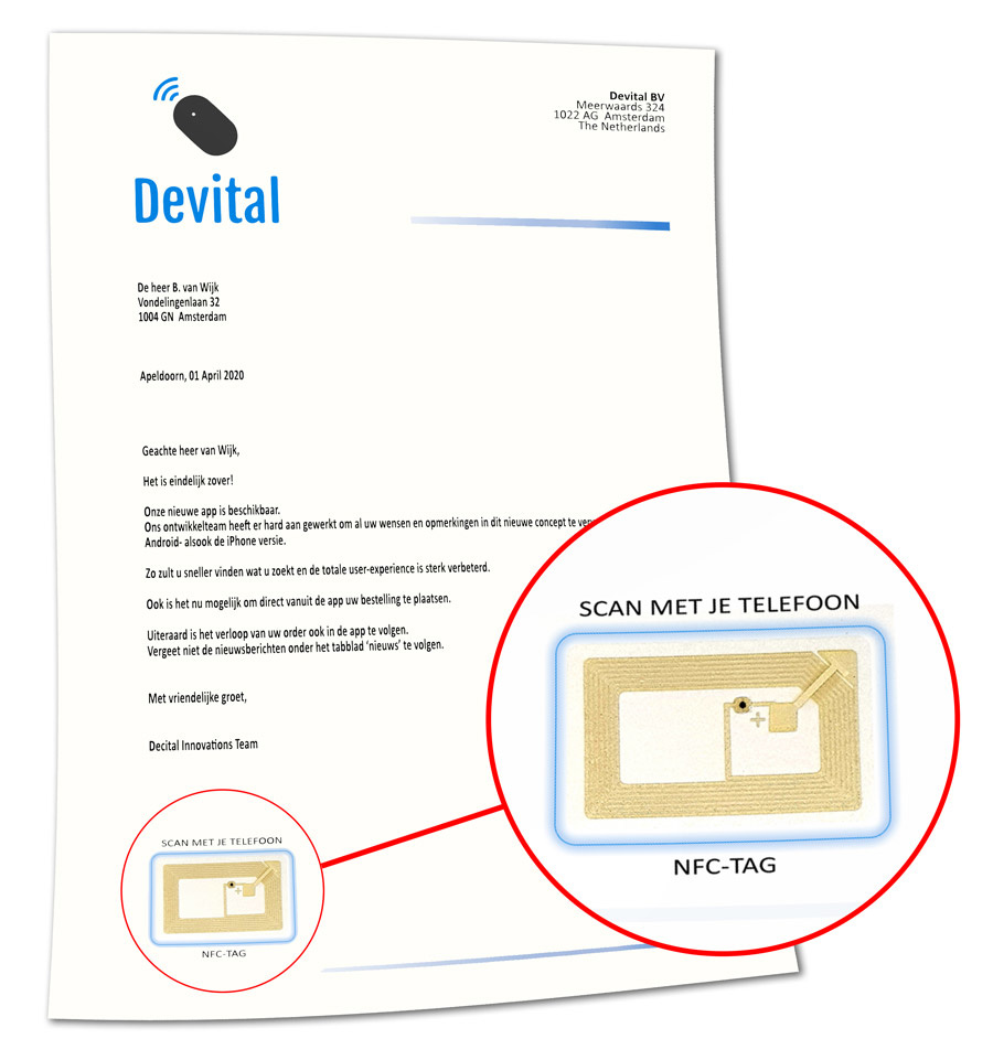 NFC A4-papier 80-grams met op geprinte tag
