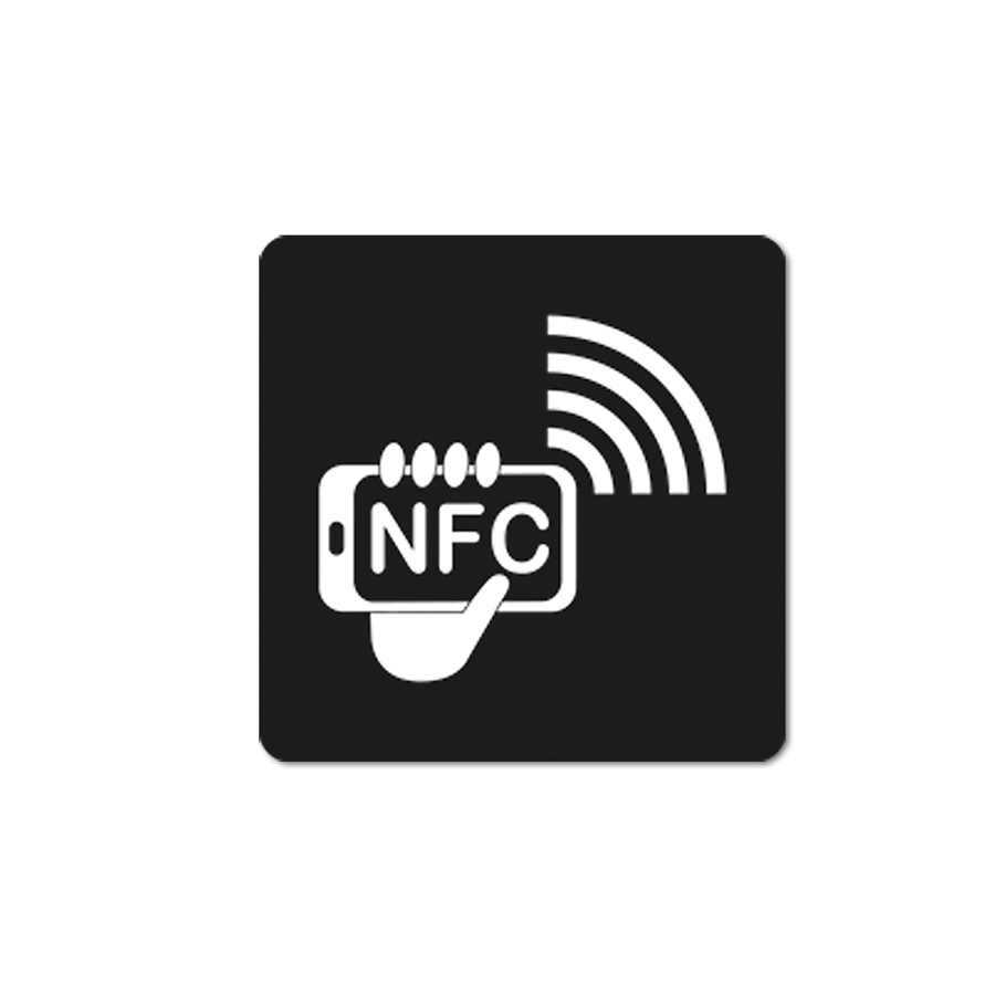 NTAG213 Sticker Zwart met wit logo