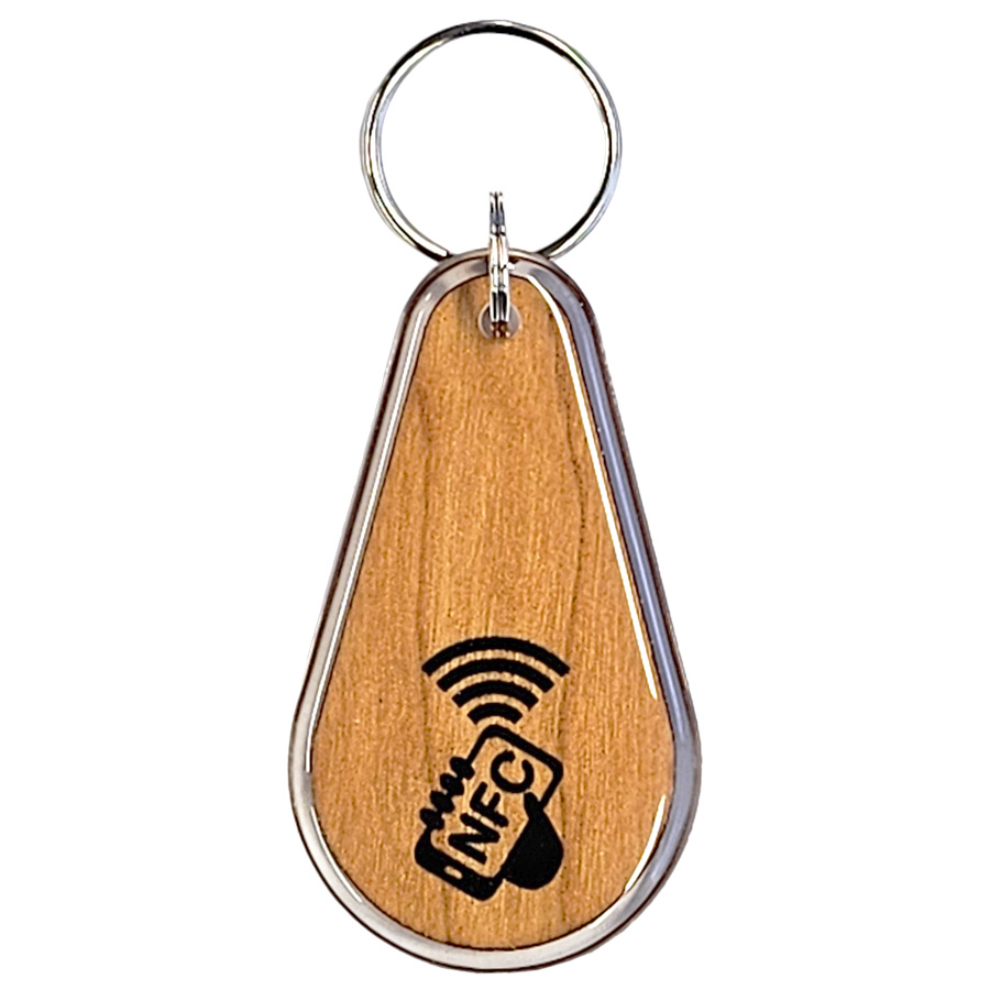 NTAG213 Sleutelhanger Hout + Epoxy met logo
