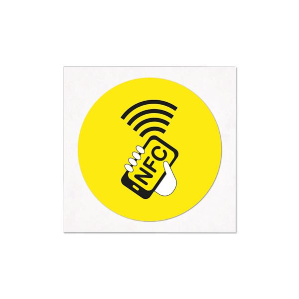 NTAG213 Sticker Geel met logo