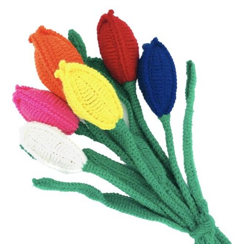 Handgemaakte Tulpen Boeket - Veelkleurig