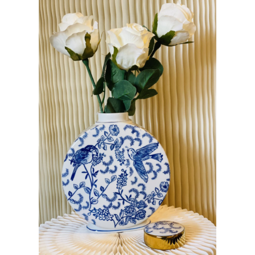 QMF Porseleinen vaas - Blauw/Wit - KLEIN