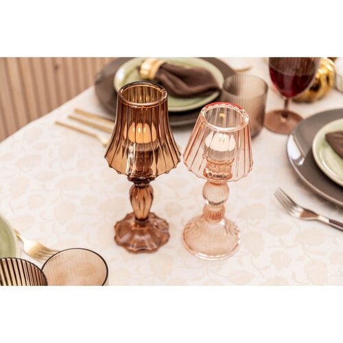 Aulica Glazen Kandelaar - Lampenkap - Roze Aulica Glazen Kandelaar - Lampenkap - Roze