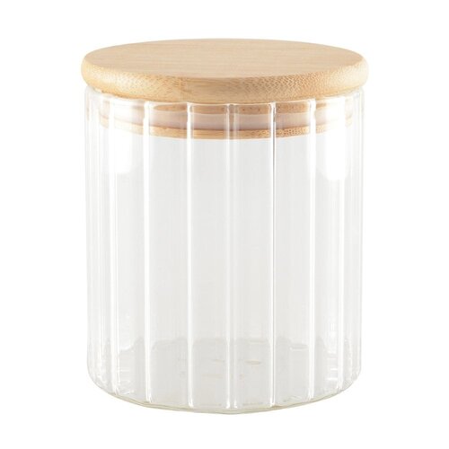 Aulica Glazen opbergpot met houten deksel - klein
