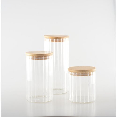 Aulica Glazen opbergpot met houten deksel - klein